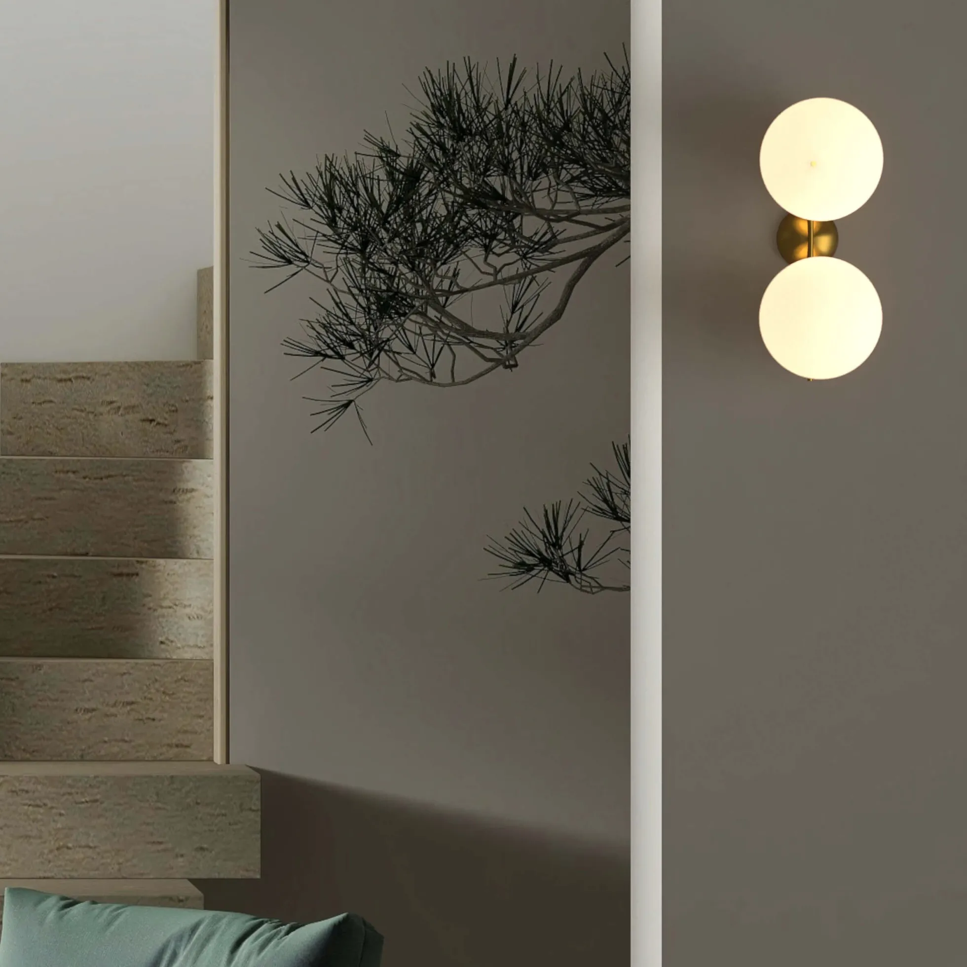 Aplique de pared doble bola cristal "VIC 220" - E27 - Ø 22cm