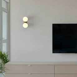 Aplique de pared doble bola cristal "VIC 150" - E27 - Ø 15cm