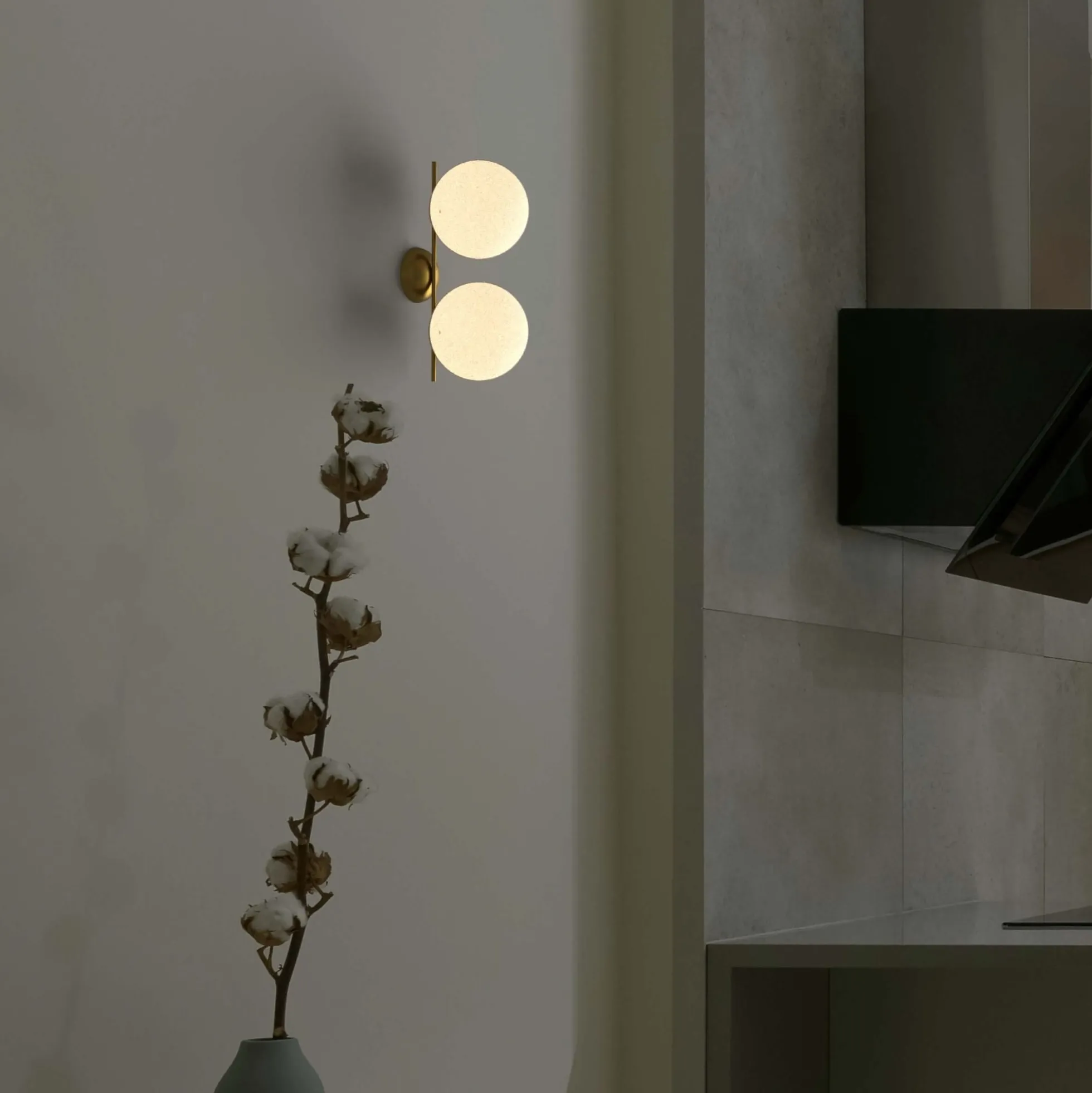 Aplique de pared doble bola cristal "VIC 150" - E27 - Ø 15cm