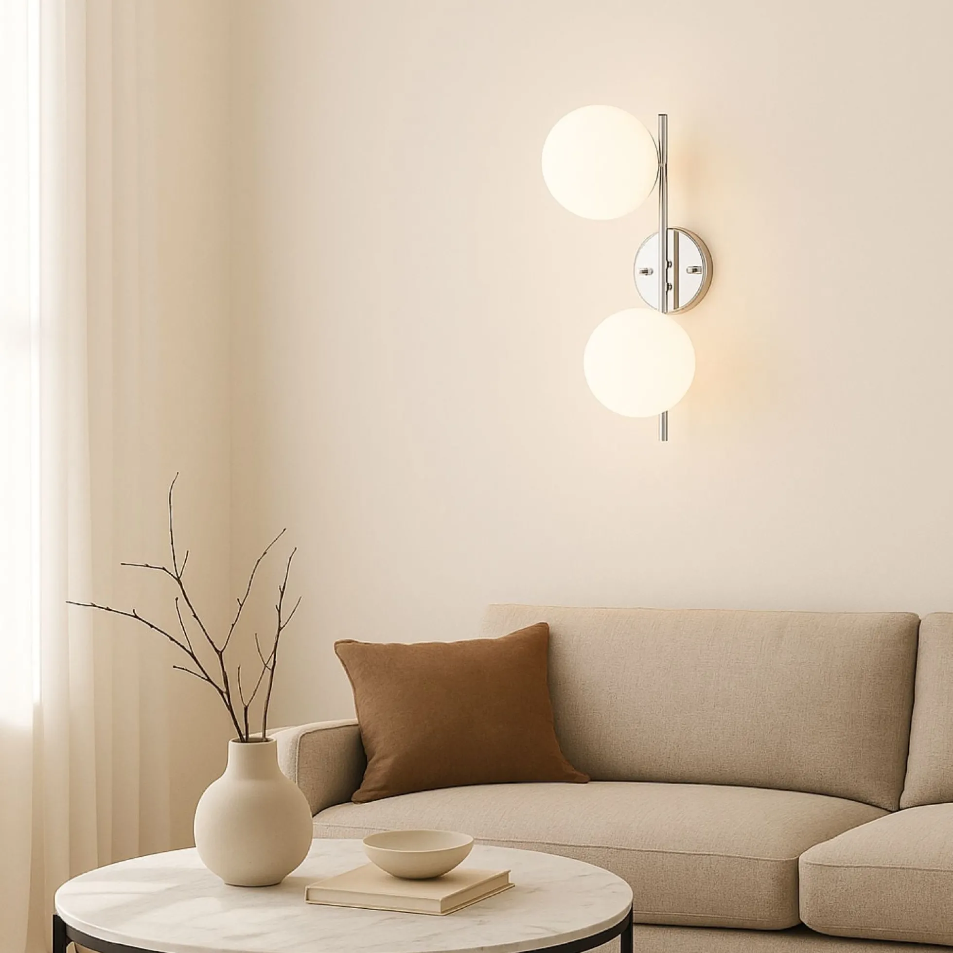 Aplique de pared doble bola cristal "Double"