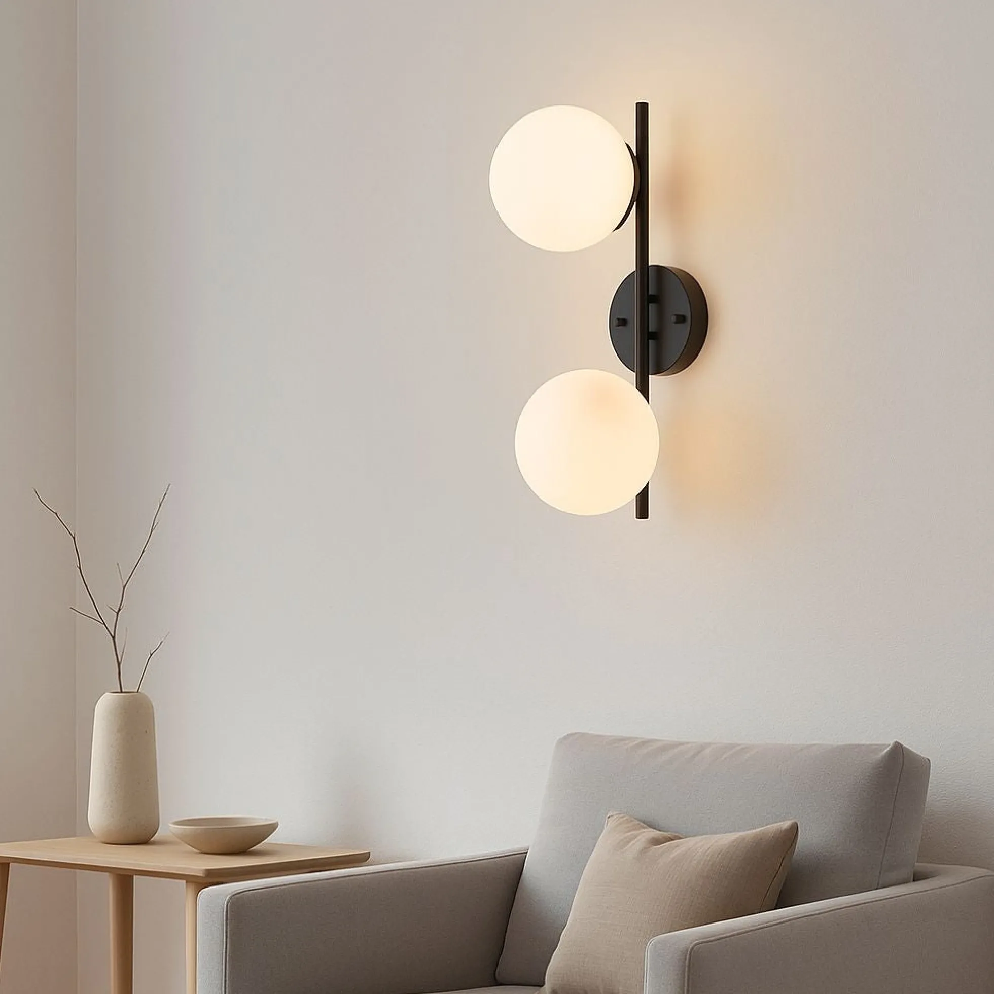 Aplique de pared doble bola cristal "Double"