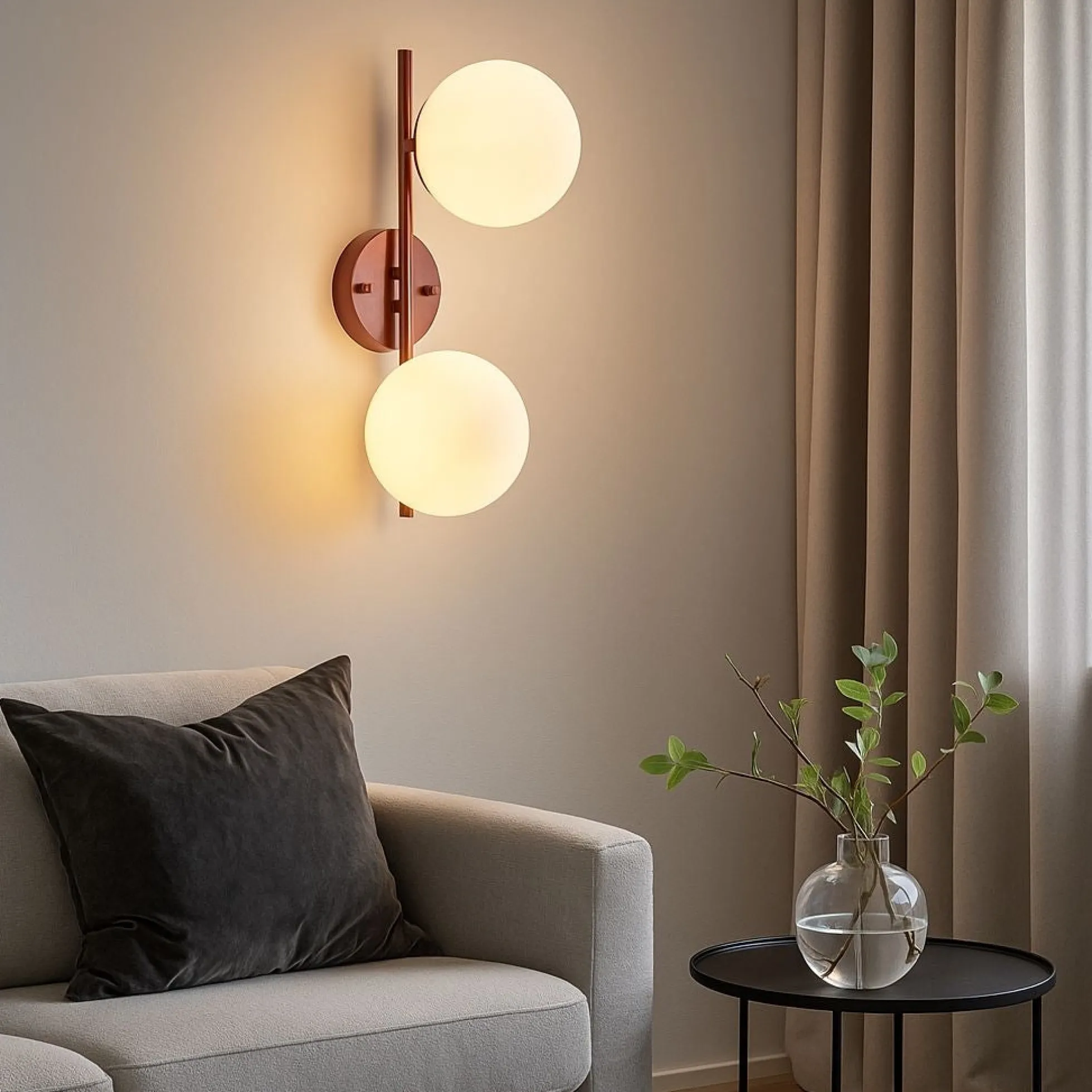 Aplique de pared doble bola cristal "Double"
