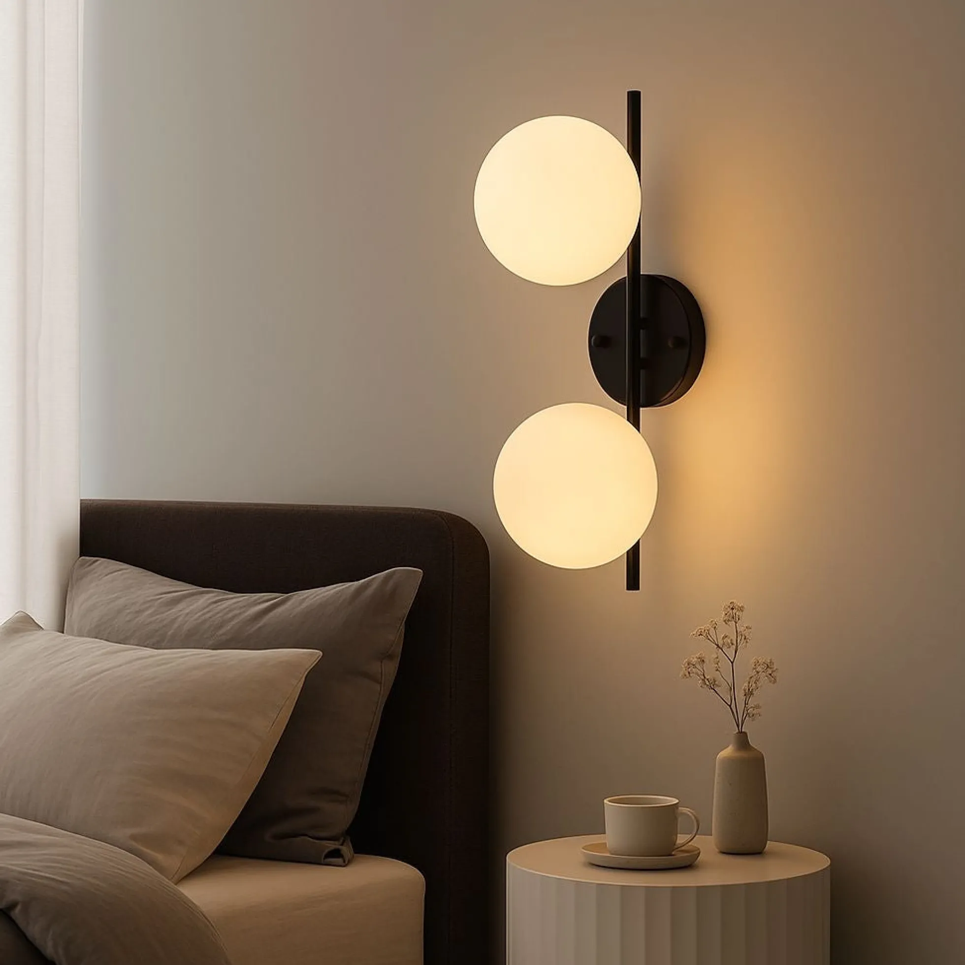 Aplique de pared doble bola cristal "Double"