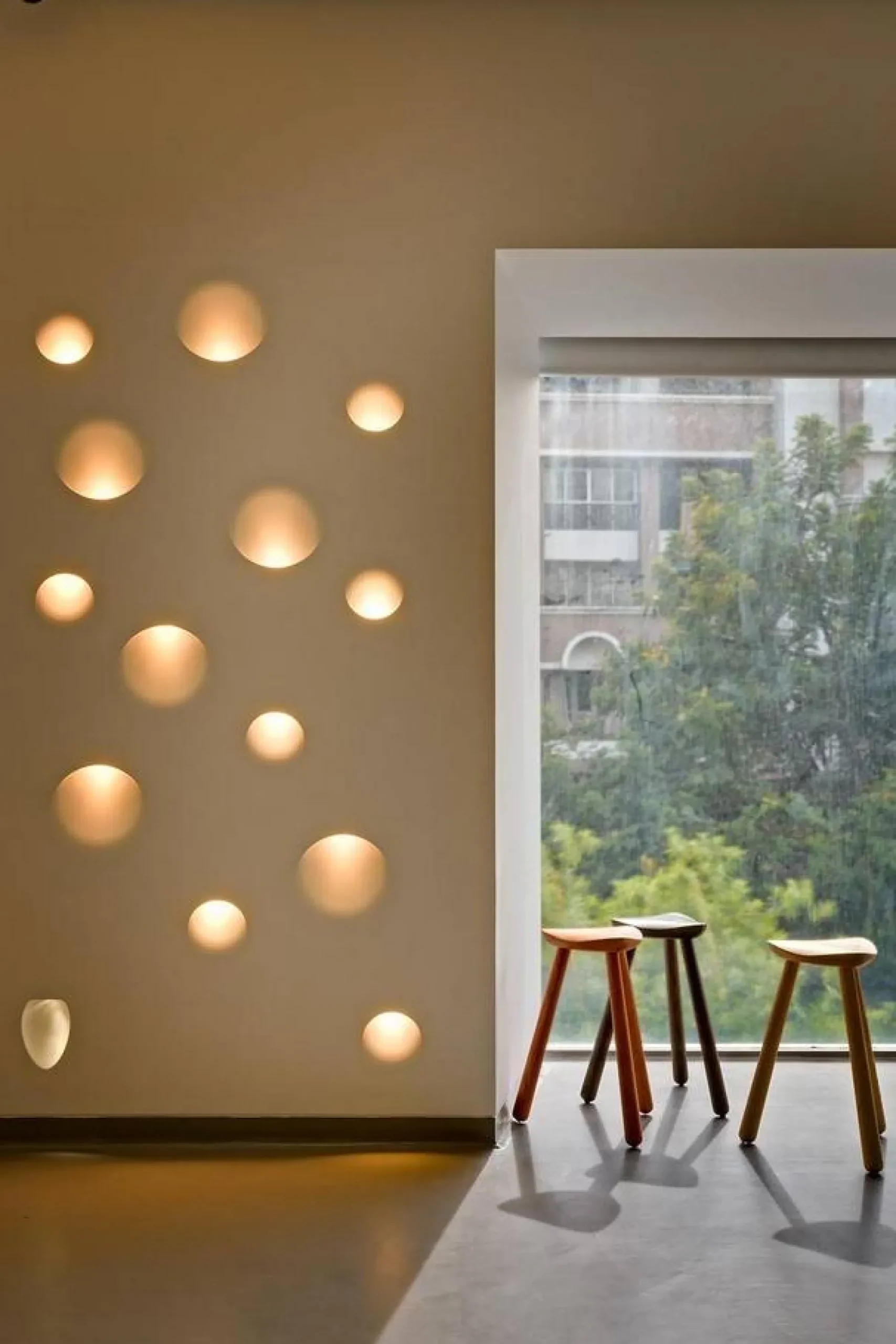 Aplique de pared empotrable circulo de escayola "MUR" - Ø 25cm - GU10 - Trimless/ Integración