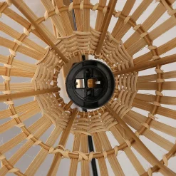 Aplique de pared en madera con pantalla de bambú