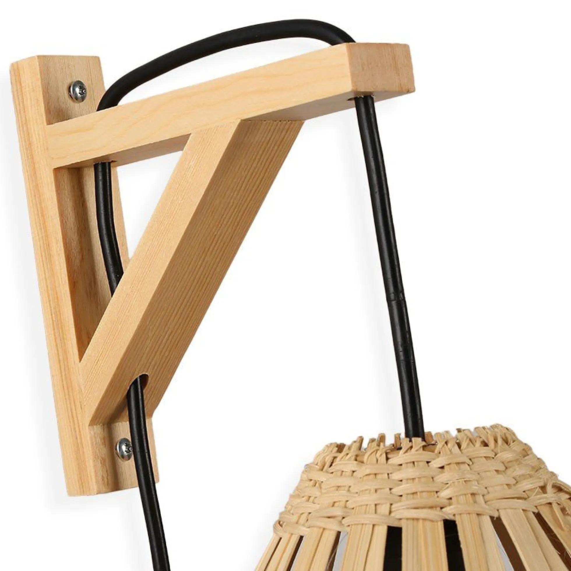 Aplique de pared en madera con pantalla de bambú "CESTA"