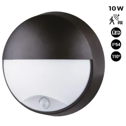 Aplique de pared exterior circular con sensor PIR - IP54 - 110º - 10W