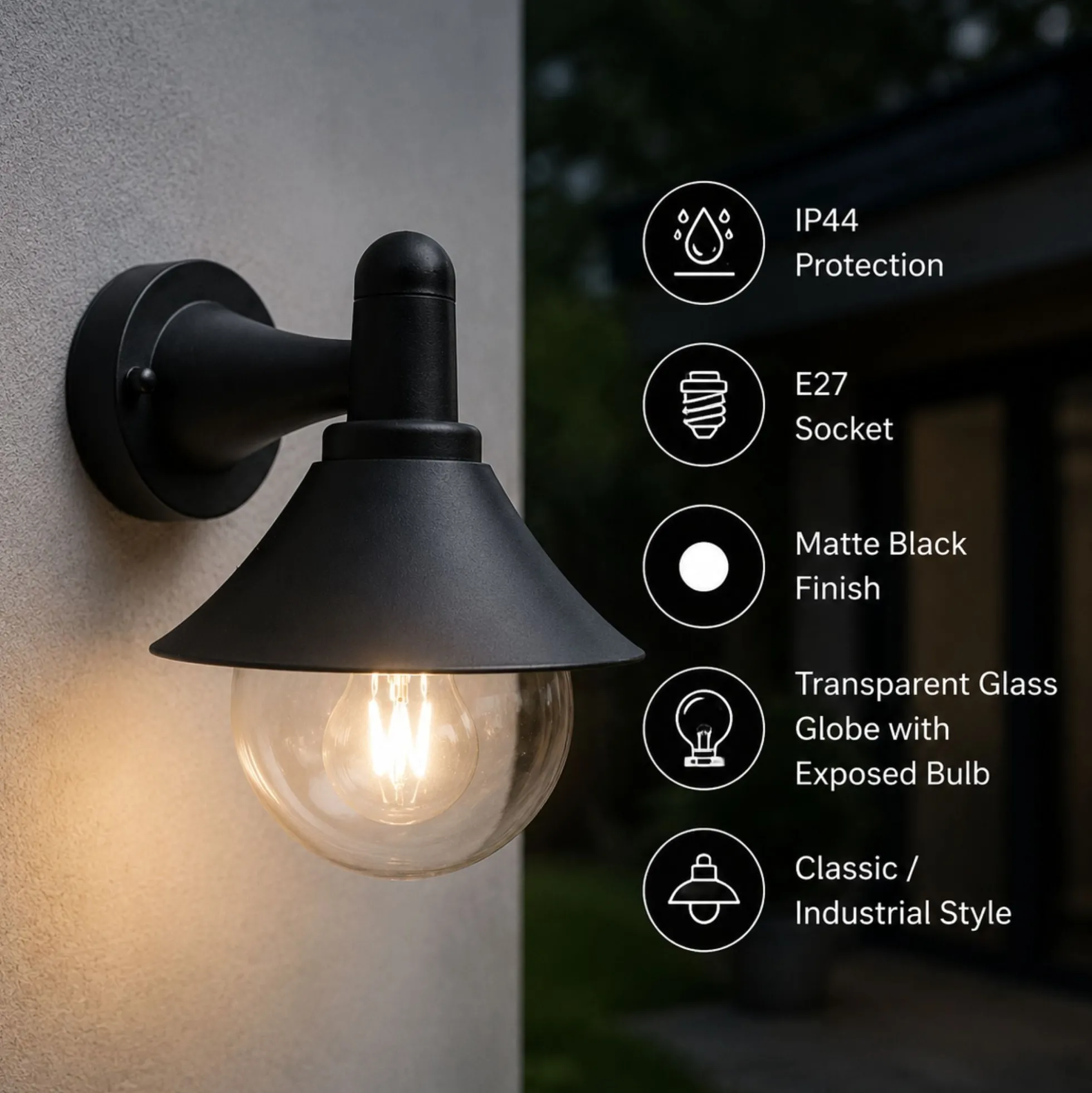 Aplique de pared exterior "FERRO" - E27 - IP44