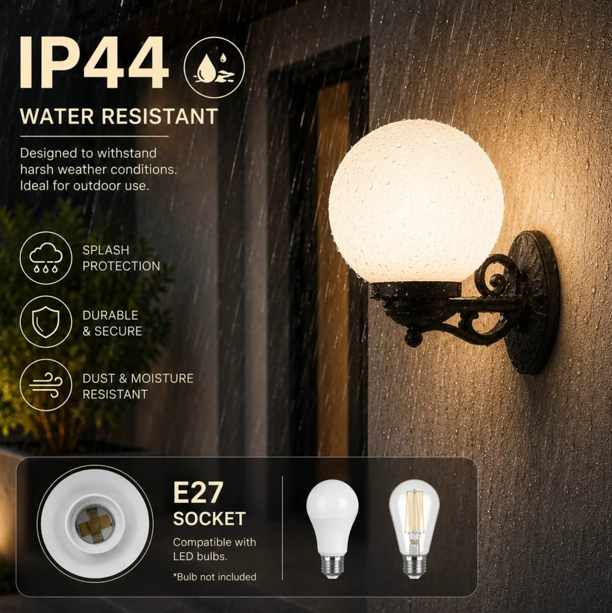 Aplique de pared exterior globo "NAUTA" - E27 - IP44