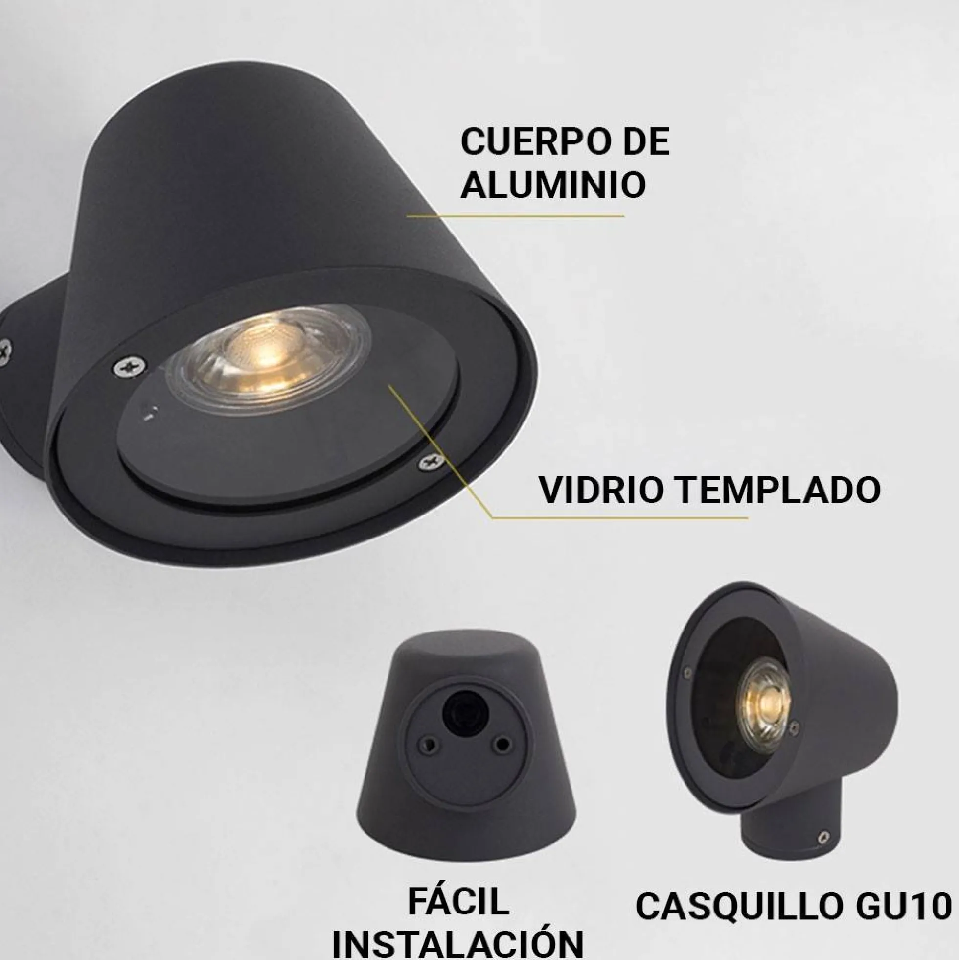 Aplique de pared exterior LED "ALBA" - Bombilla GU10 5W incluida