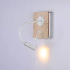 Aplique de pared flexible para lectura con puerto USB