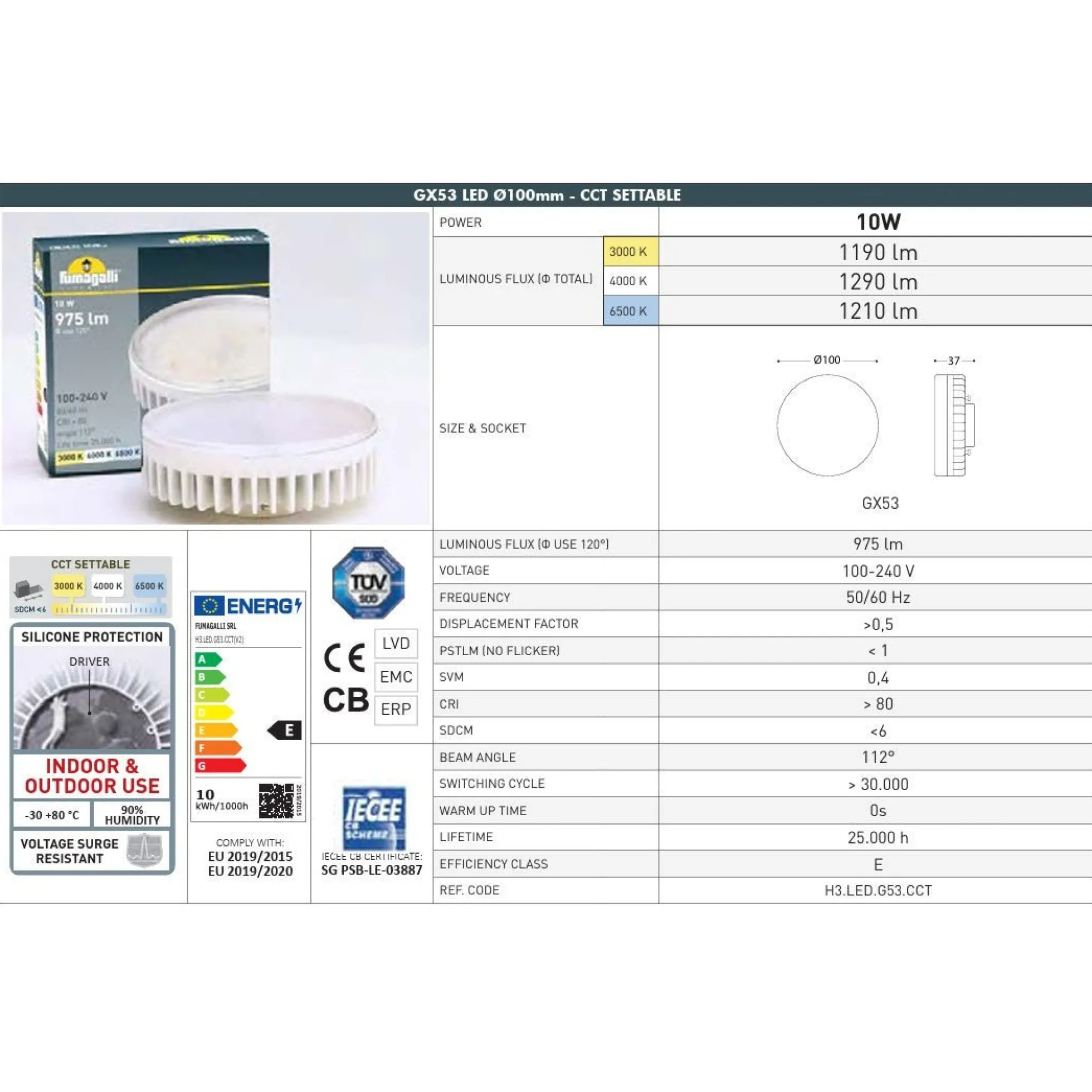 Aplique de pared FUMAGALLI "ELISA WALL" - GX53 - 10W - CCT