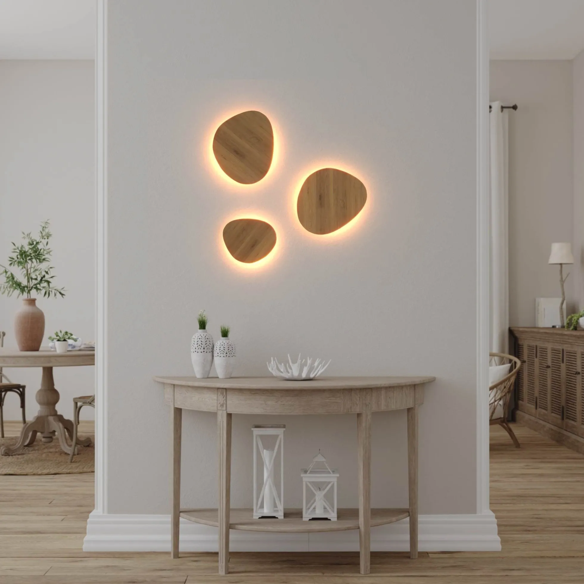 Aplique de pared interior de madera "Eclipse 3" 12W - Luz cálida