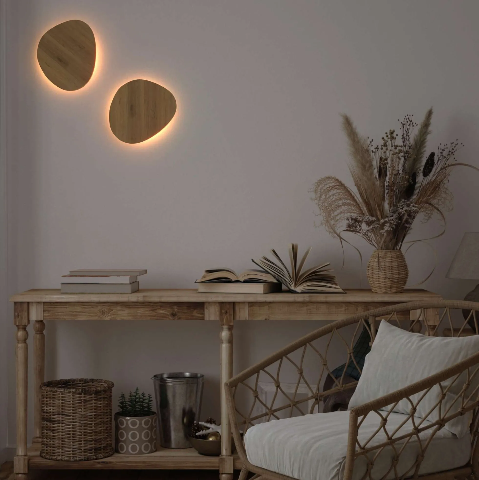 Aplique de pared interior de madera "Eclipse 3" 12W - Luz cálida