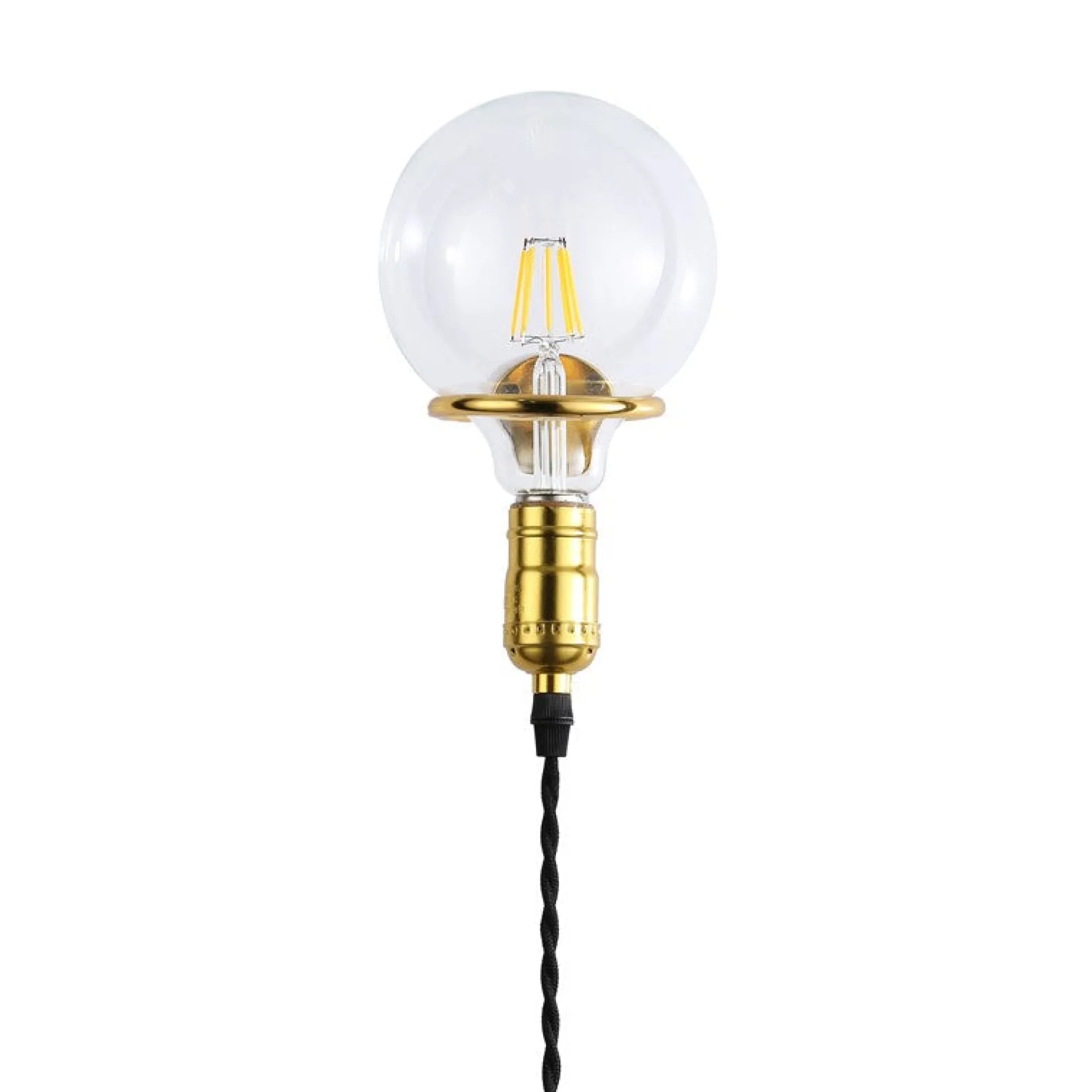 Aplique de Pared Interior Dorado con Enchufe y Interruptor para Dormitorio, Escalera, Escritorio
