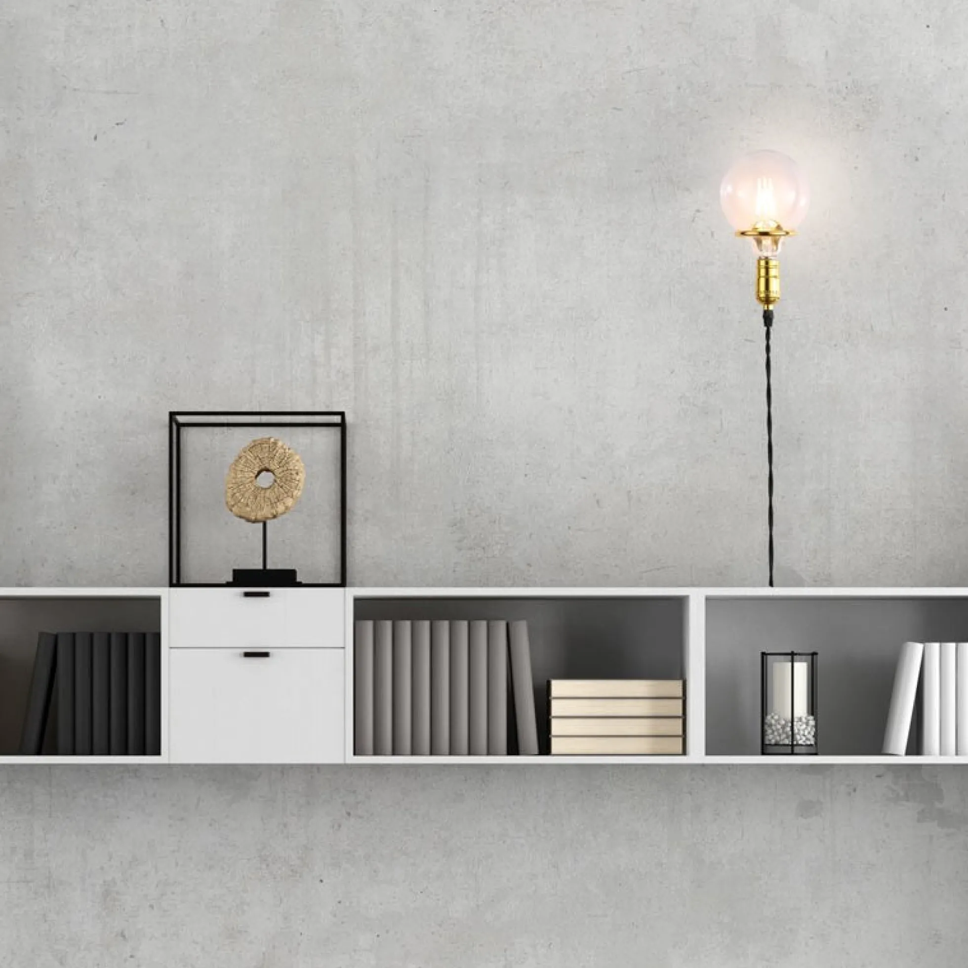 Aplique de Pared Interior Dorado con Enchufe y Interruptor para Dormitorio, Escalera, Escritorio