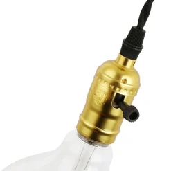 Aplique de Pared Interior Dorado con Enchufe y Interruptor para Dormitorio, Escalera, Escritorio