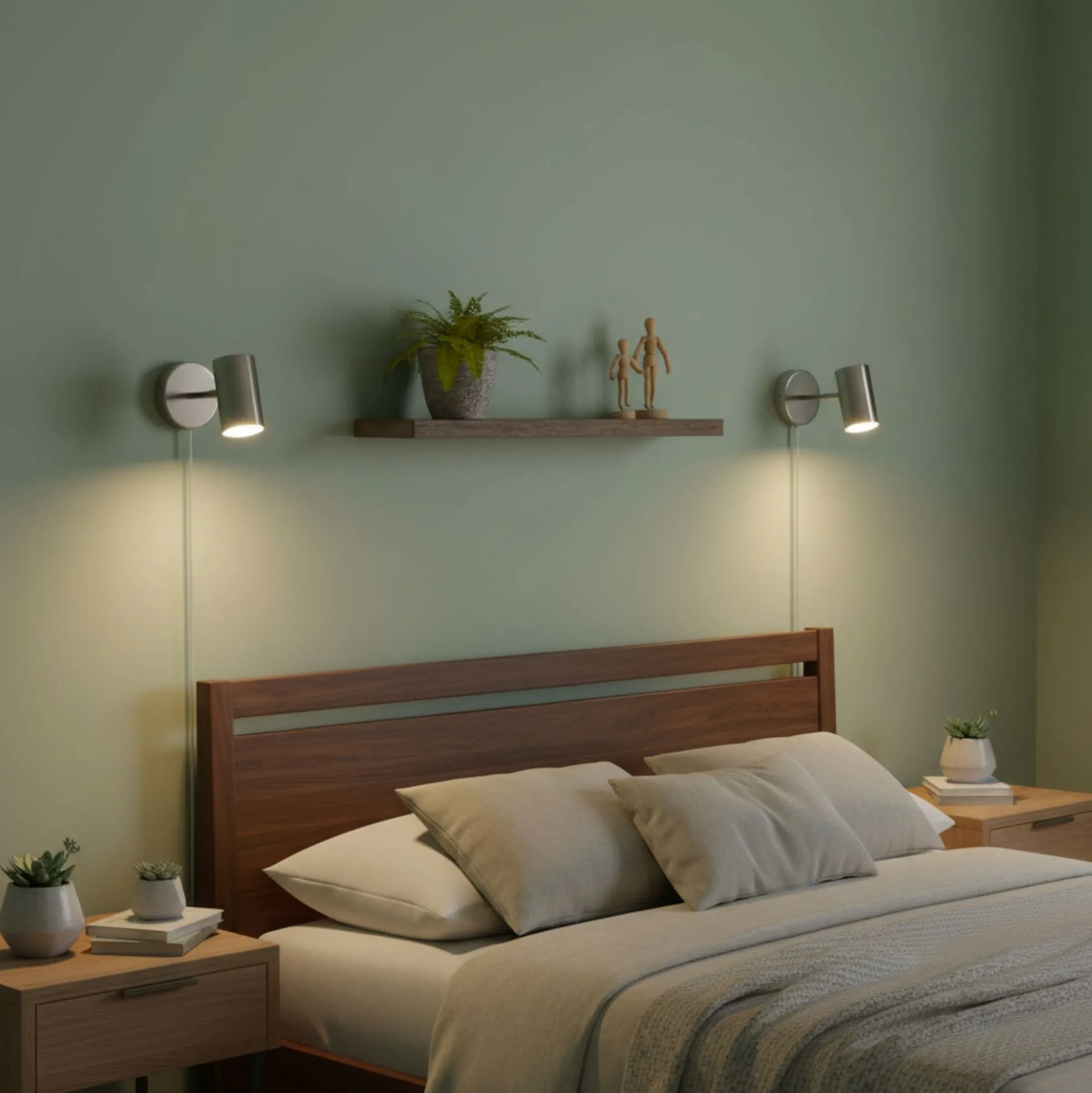 Aplique de pared interior orientable "Ben" con cable y enchufe - E27