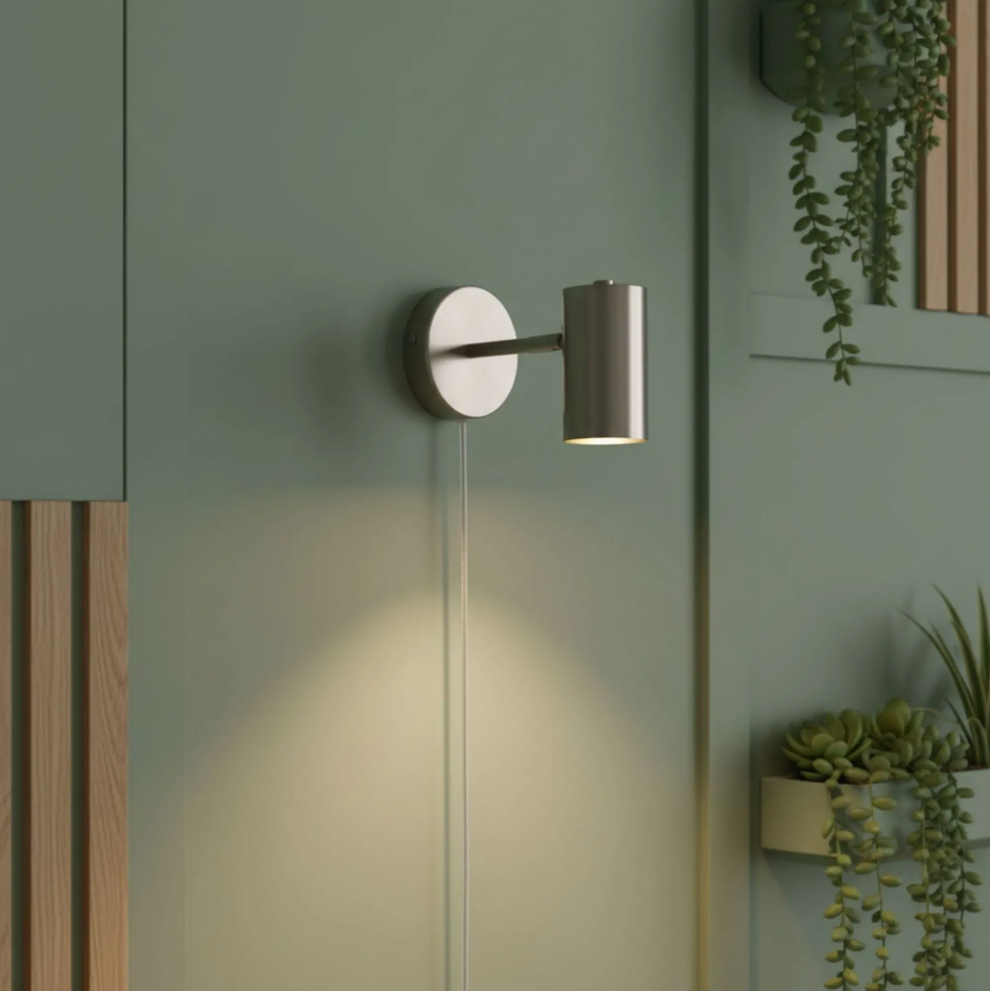 Aplique de pared interior orientable "Ben" con cable y enchufe - E27