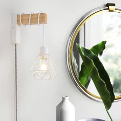 Aplique de pared jaula con cable y enchufe