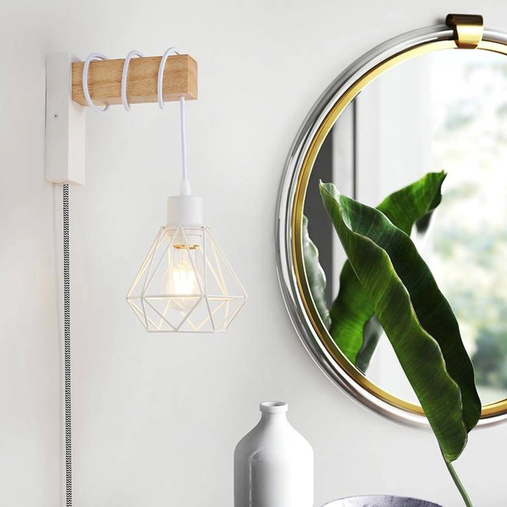 Aplique de pared jaula con cable y enchufe "RODEN"