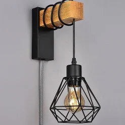 Aplique de pared jaula con cable y enchufe