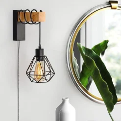 Aplique de pared jaula con cable y enchufe