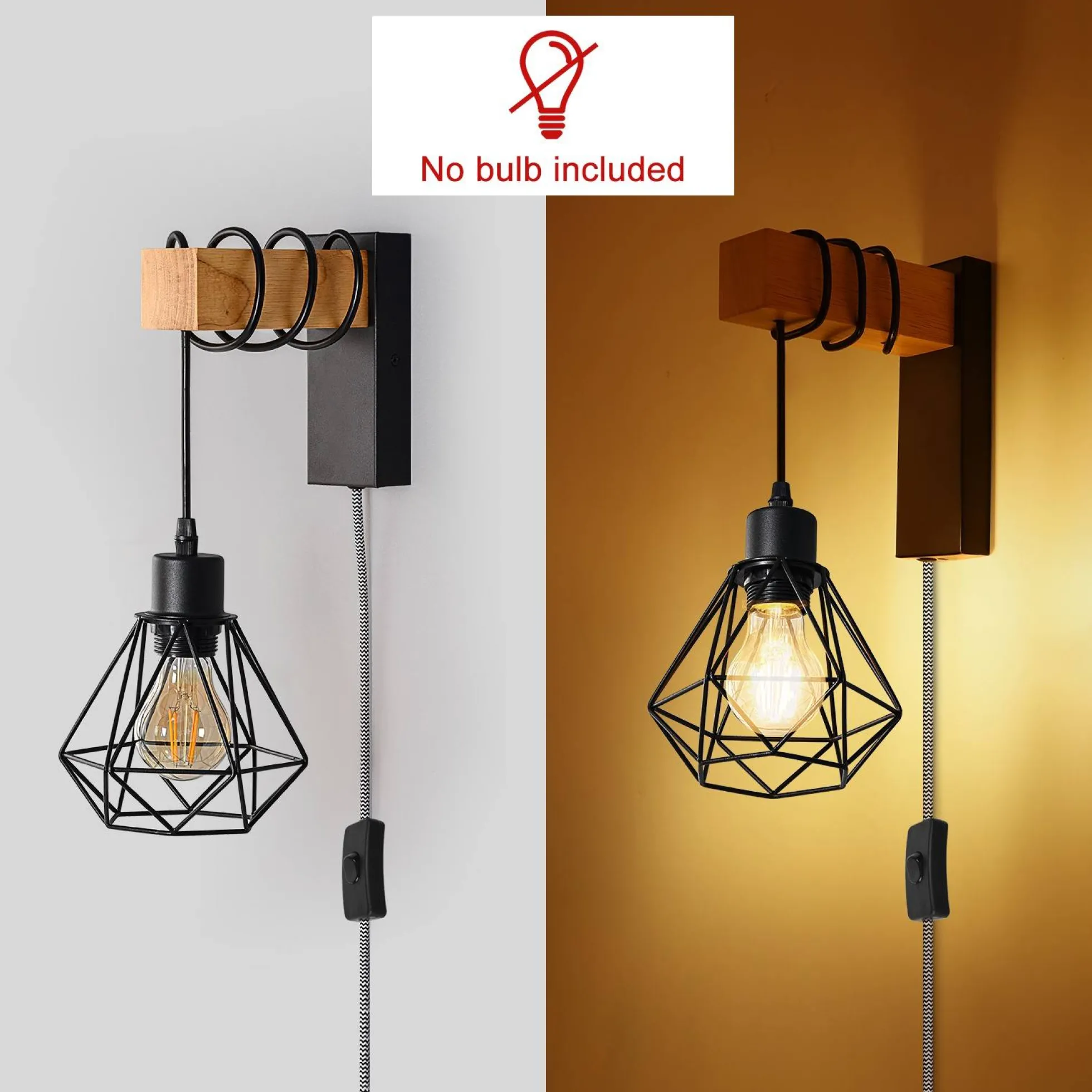 Aplique de pared jaula con cable y enchufe "RODEN"