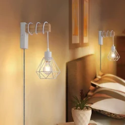 Aplique de pared jaula con cable y enchufe