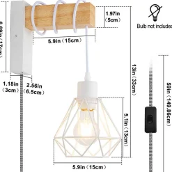 Aplique de pared jaula con cable y enchufe