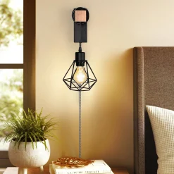Aplique de pared jaula con cable y enchufe
