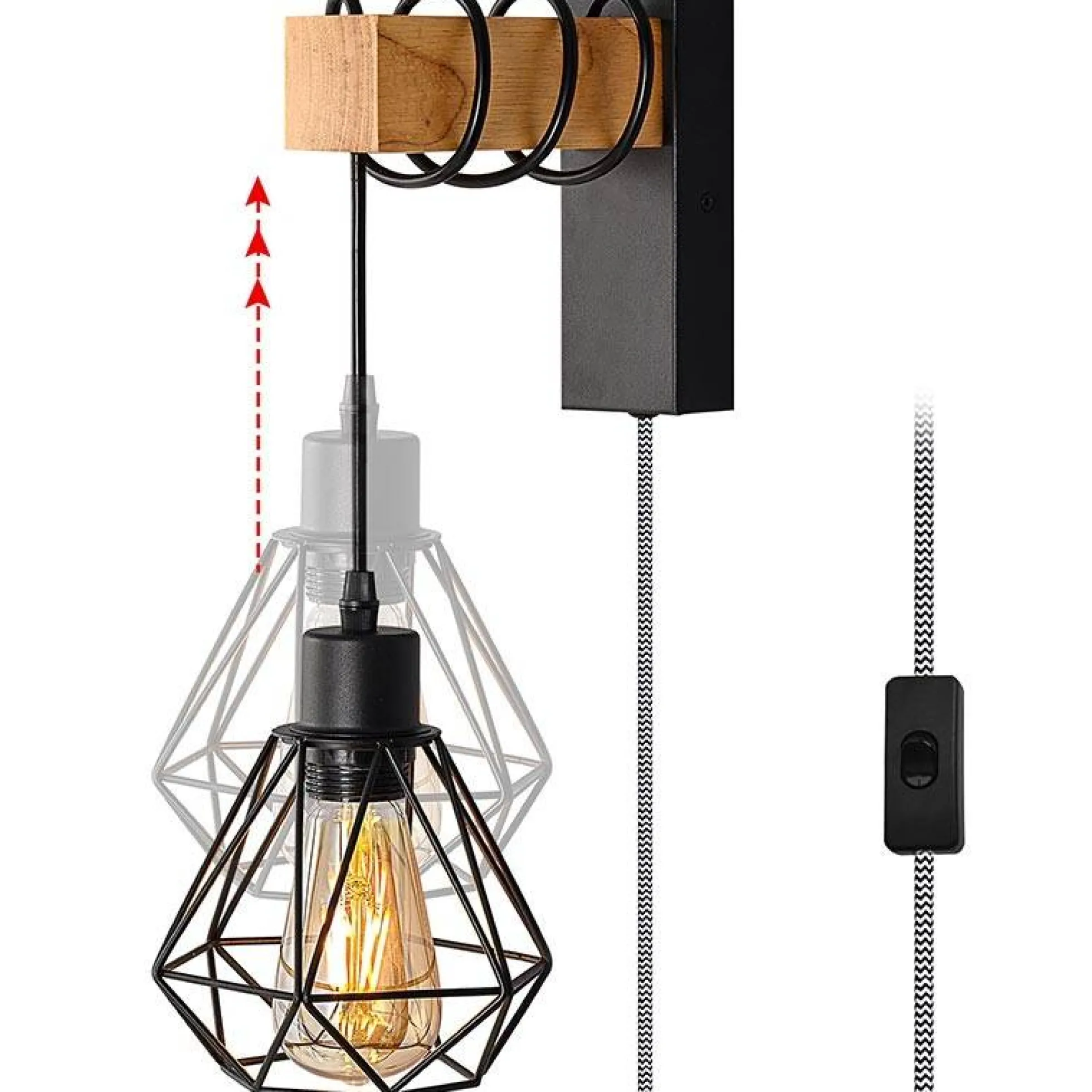 Aplique de pared jaula con cable y enchufe "RODEN"
