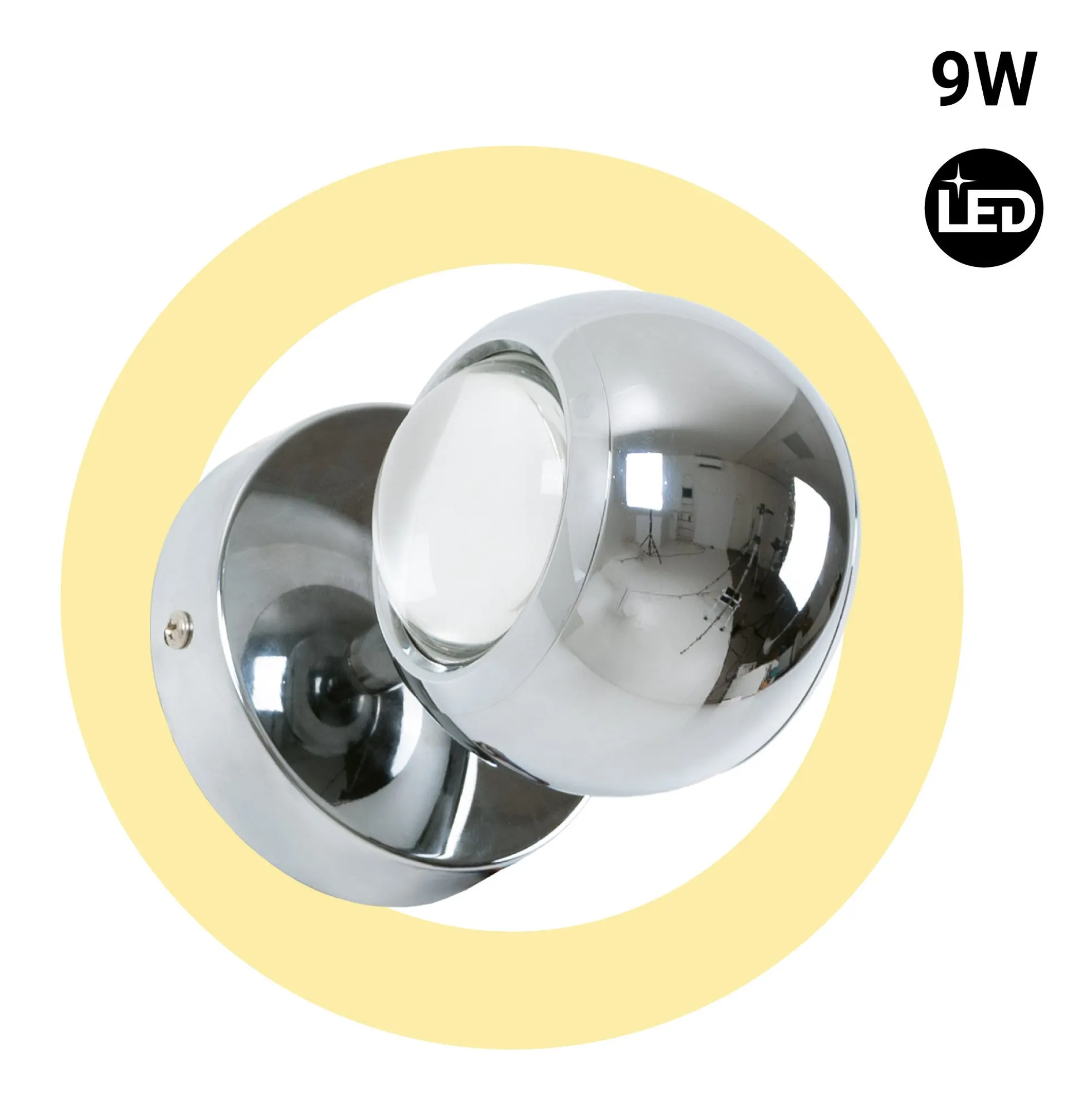 Aplique de pared LED con óptica "BOO" 9W - Cromo - Up & down - 2700K