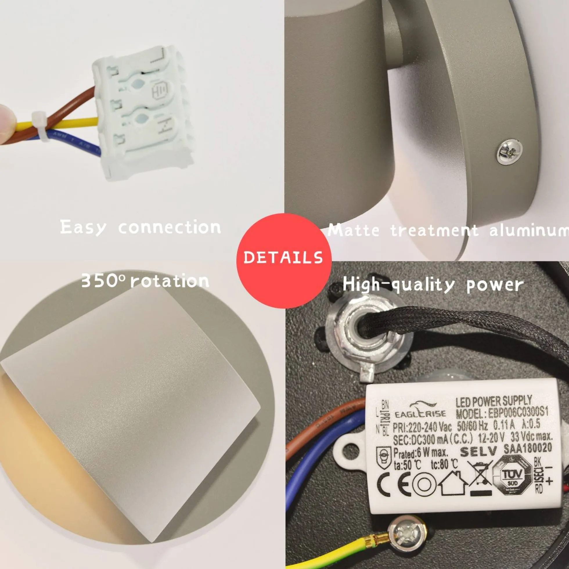 Aplique de pared LED "KOP" orientable 6W