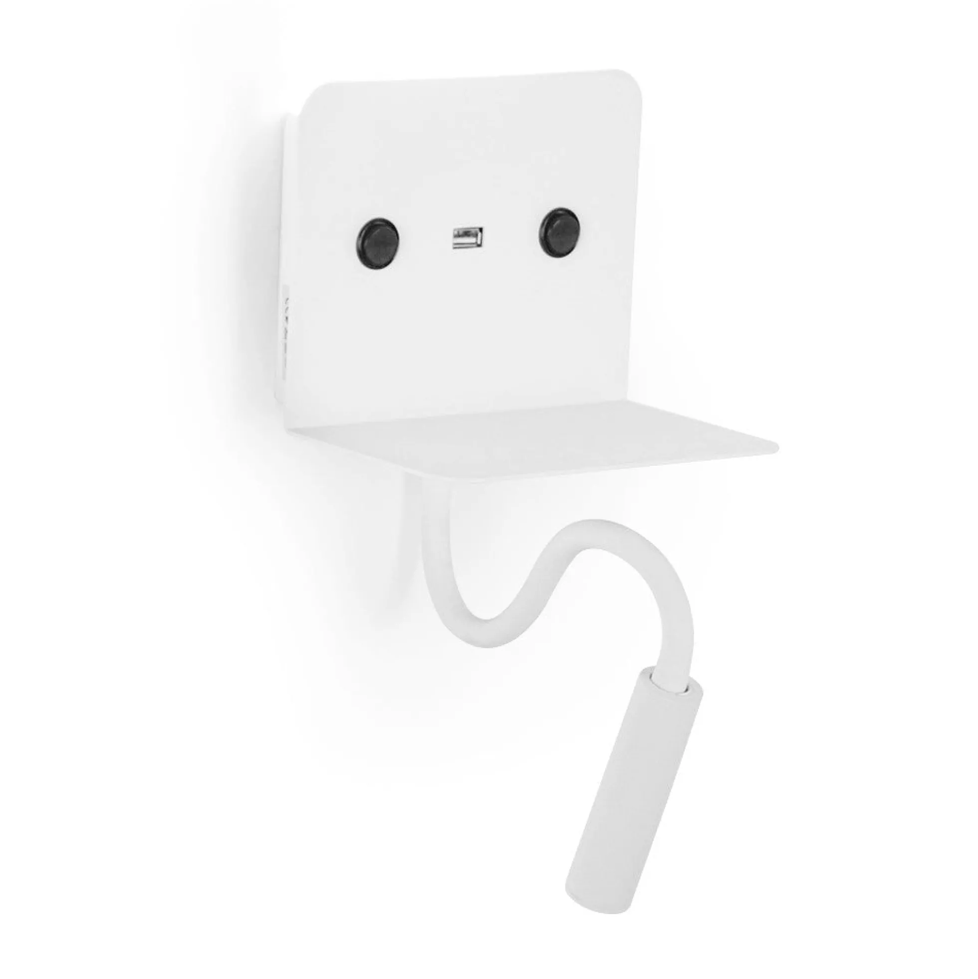 Aplique de pared LED para lectura "SLANGE" 3W + 6W orientable y base de carga USB