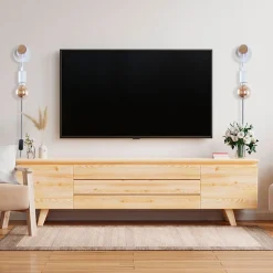 Aplique de pared madera con interruptor y enchufe