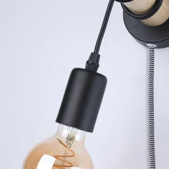 Aplique de pared madera con interruptor y enchufe