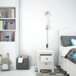 Aplique de pared madera con interruptor y enchufe