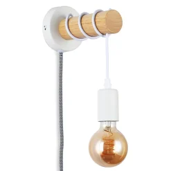 Aplique de pared madera con interruptor y enchufe