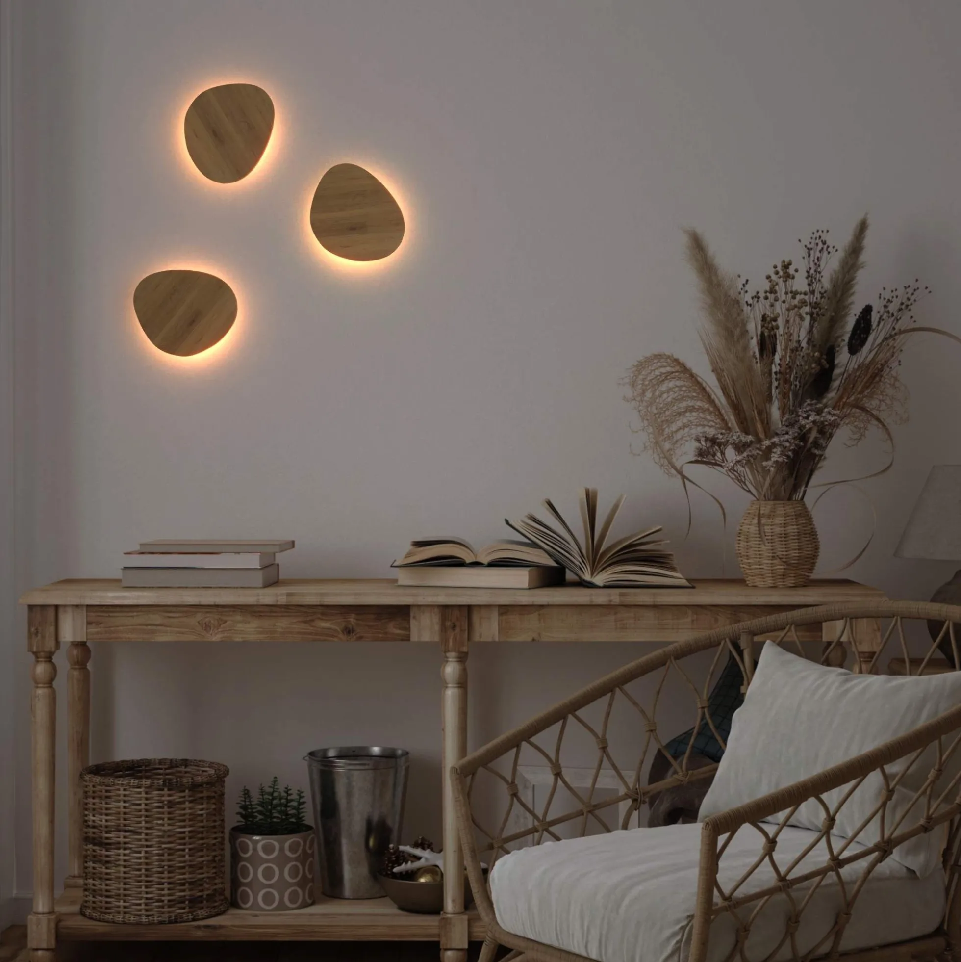 Aplique de pared madera "Eclipse 3" 8W - Luz cálida