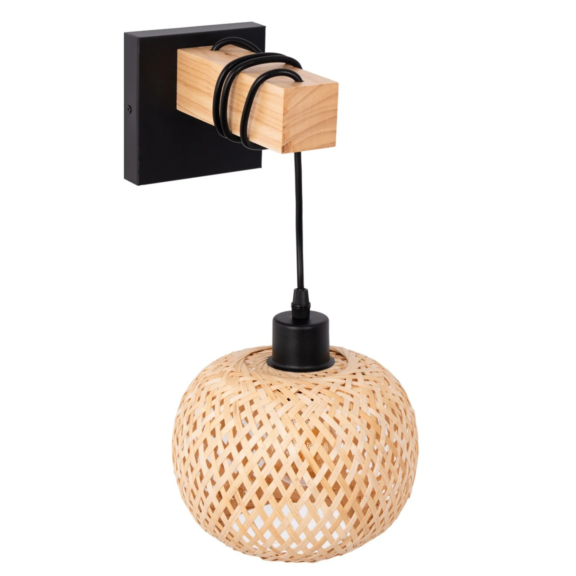 Aplique de pared madera y mimbre "Shelley" - E27