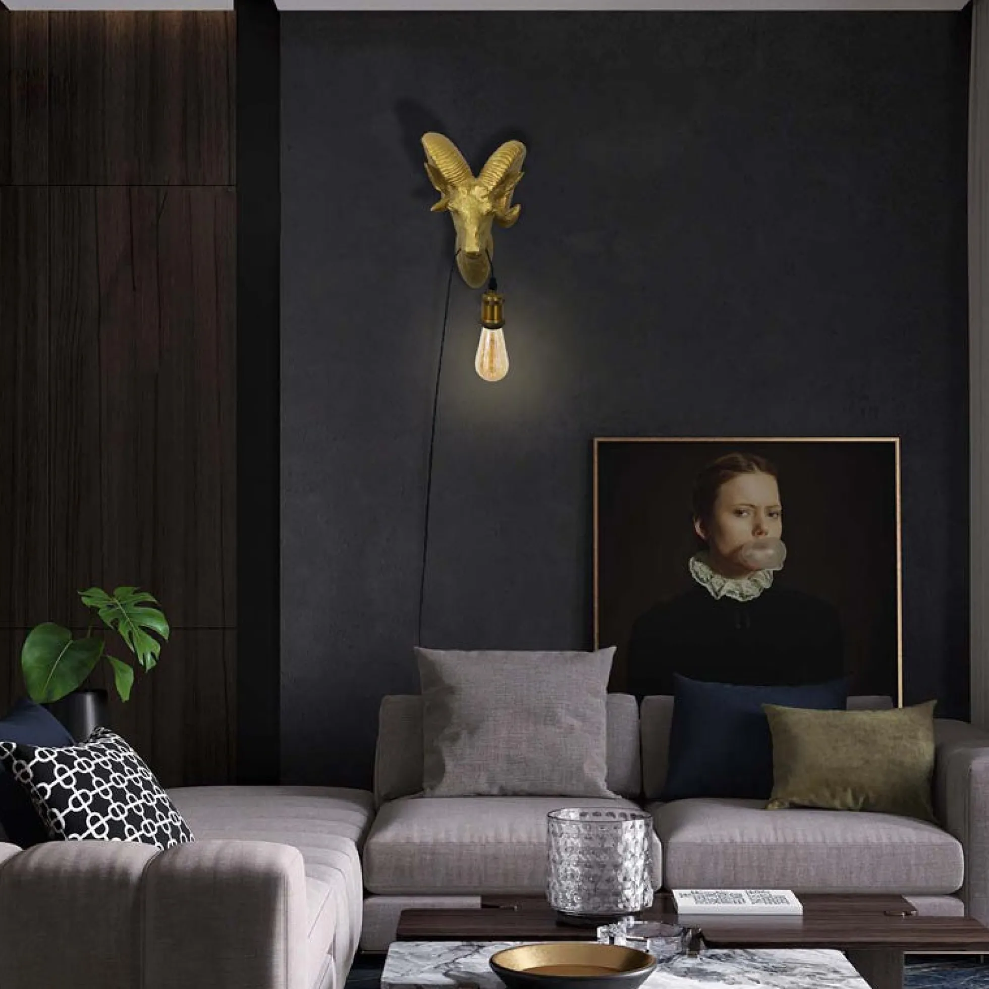 Aplique de pared Muflón Dorado "Capris" E27
