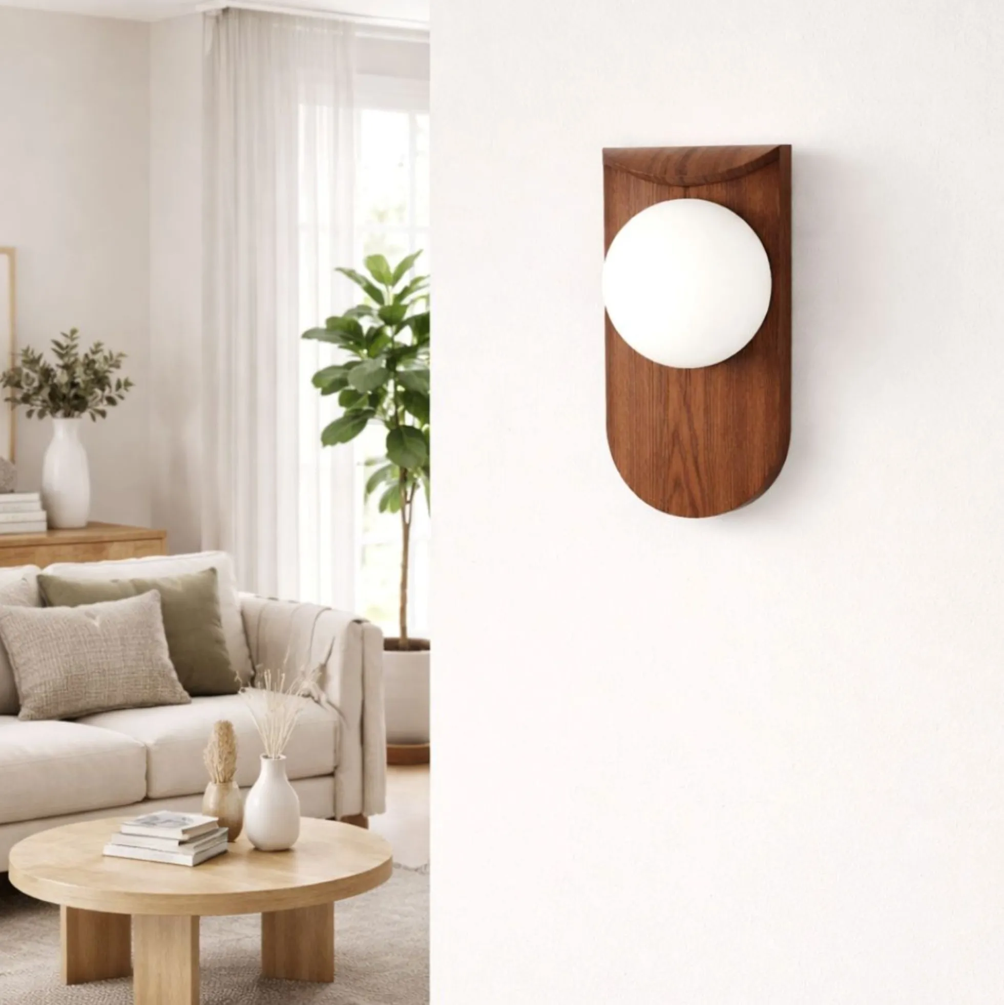 Aplique de pared "NARA" - Efecto madera - G9