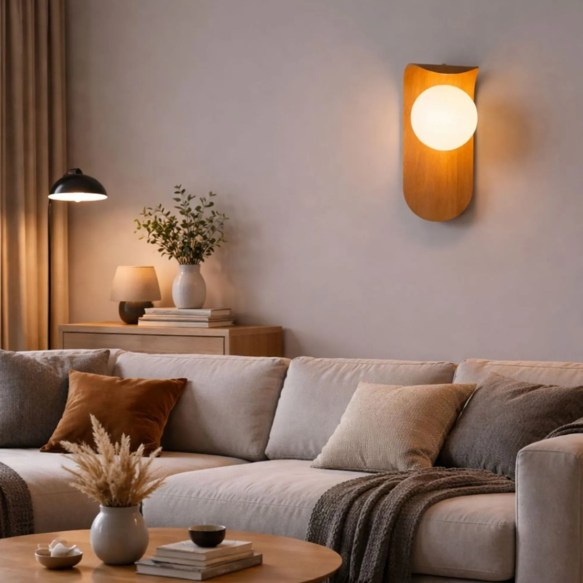 Aplique de pared "NARA" - Efecto madera - G9