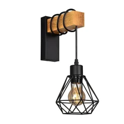 Aplique de pared nórdico jaula "RODEN" - Madera y metal