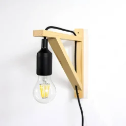 Aplique de pared nórdico "YOJO" -Escuadra de madera y colgante de silicona