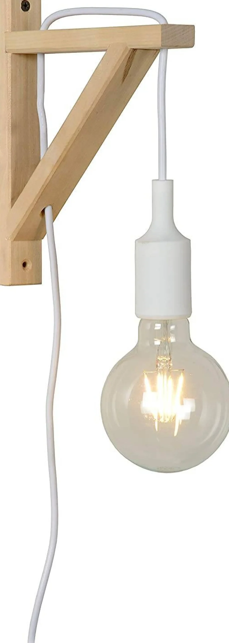 Aplique de pared nórdico "YOJO" -Escuadra de madera y colgante de silicona