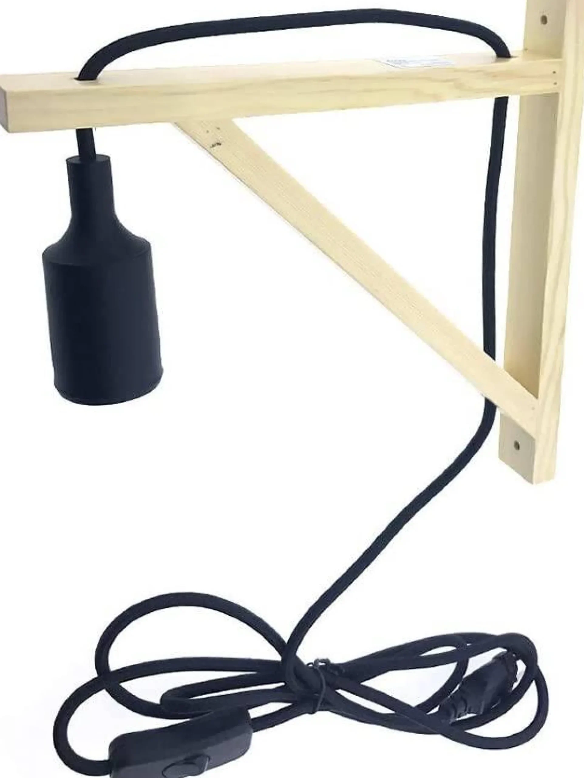 Aplique de pared nórdico "YOJO" -Escuadra de madera y colgante de silicona