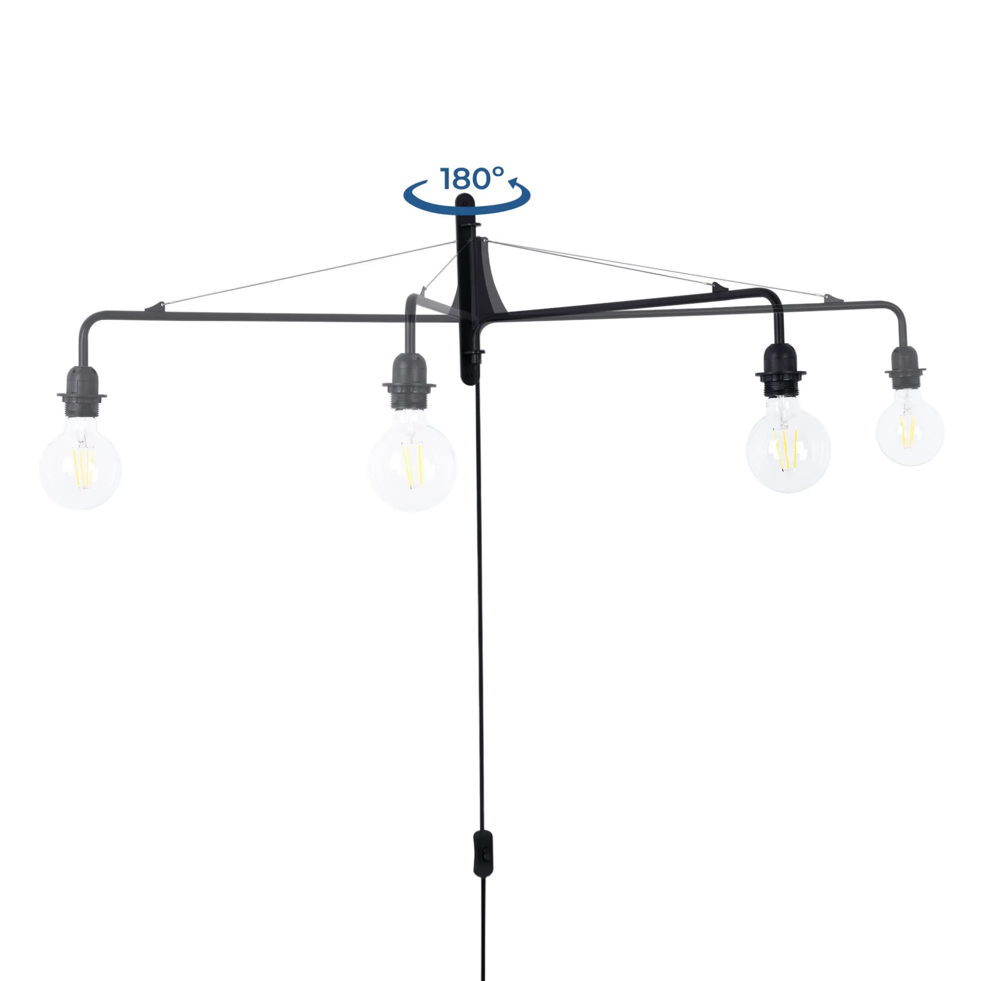Aplique de pared orientable con cable y enchufe "Pitt"