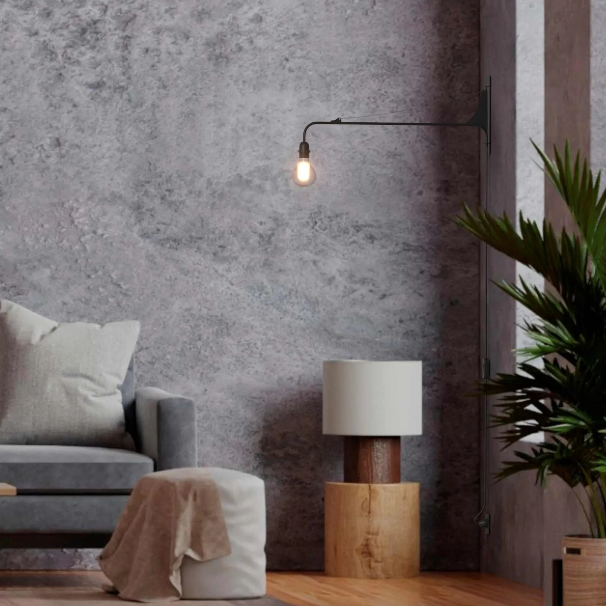 Aplique de pared orientable con cable y enchufe "Pitt"